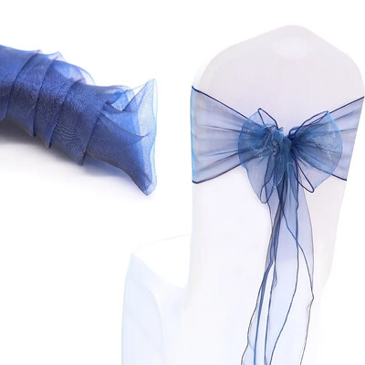 10 bucăți/lot organza caneluri pentru scaune benzi cu noduri funde pentru scaun pentru nuntă, petrecere, banchet, eveniment, decorare scaun de nuntă în țară