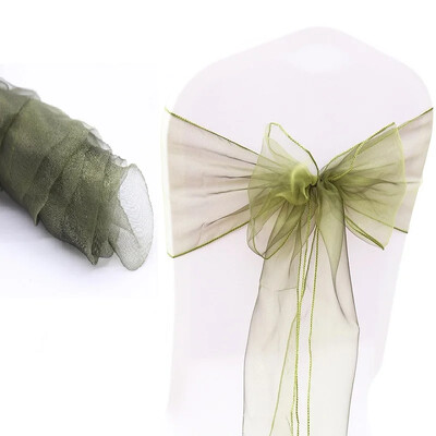 10 bucăți/lot organza caneluri pentru scaune benzi cu noduri funde pentru scaun pentru nuntă, petrecere, banchet, eveniment, decorare scaun de nuntă în țară