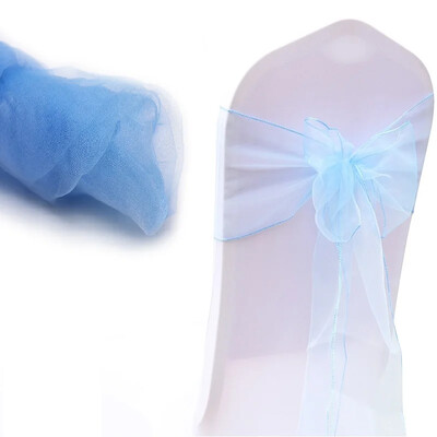 10 bucăți/lot organza caneluri pentru scaune benzi cu noduri funde pentru scaun pentru nuntă, petrecere, banchet, eveniment, decorare scaun de nuntă în țară