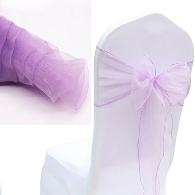 10 bucăți/lot organza caneluri pentru scaune benzi cu noduri funde pentru scaun pentru nuntă, petrecere, banchet, eveniment, decorare scaun de nuntă în țară