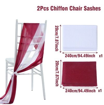 2 vnt. 20x240 cm šifono kėdės varčios Vestuvinės kėdės puošmenos Vestuvių koridorių dekoravimui Vakarėlis Banketas Renginys Kūdikių dušas