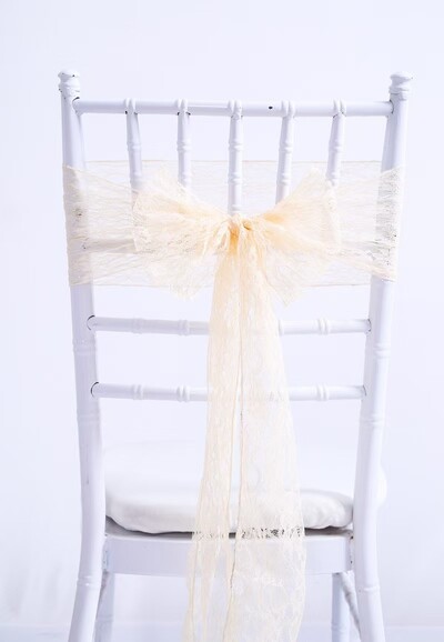 10 buc. Scaun modern din dantela papion alb caneluri pentru scaune pentru nunta decorare pasager de masa pentru petrecere consumabile pentru banchet 15X275Cm