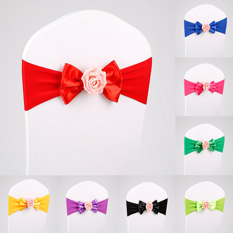 1 vnt. juostelė „Bowknot“ viešbučio daugiafunkciai vienspalviai valgomojo kėdės varčia Vestuvių banketų vakarėlio namų dekoravimas
