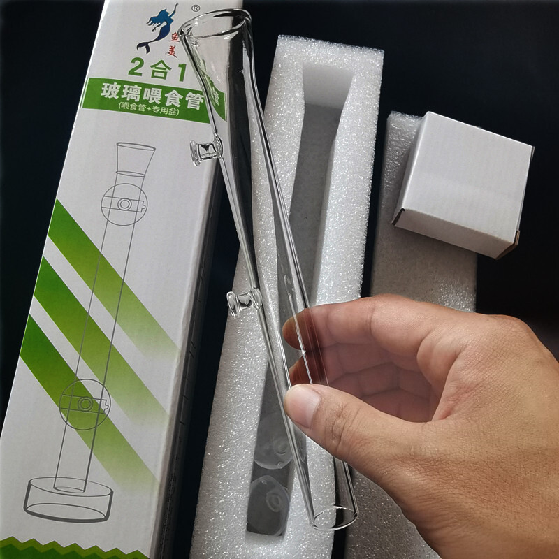 Tub de hrănire pentru creveți din sticlă transparentă pentru acvariu Suport pentru țeavă pentru hrănire alimentară cu ventuze Rezervor de pești pentru creveți Material pentru tuburi de alimentare din sticlă