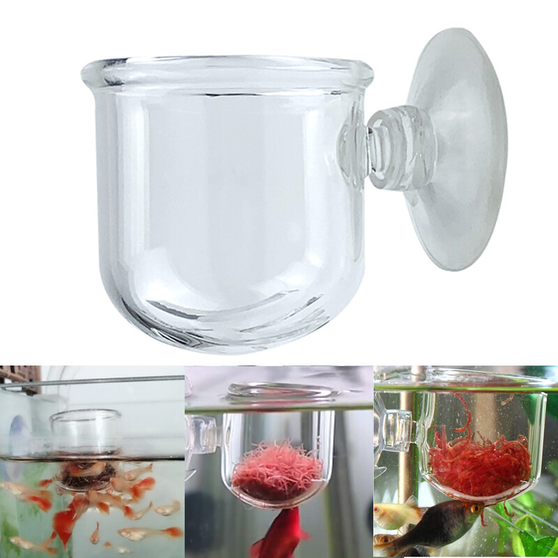 Akvariumo tiektuvas Stiklo pašarų puodelis Raudonas sliekų šėrimo įrankis siurblys gyvas kirmėlės piltuvas žuvų bako maitinimo konteineris Automatinis žuvų tiektuvas