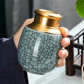 Urnă memorială pentru animale de companie, cenușă pentru animale de companie de dimensiune centrală, frunze de glazură crăpate din ceramică, cenușă decorativă, Coffi funerar pentru memorial animalelor