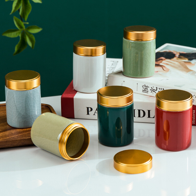 Urnă memorială pentru animale de companie, cenușă pentru animale de companie de dimensiune centrală, frunze de glazură crăpate din ceramică, cenușă decorativă, Coffi funerar pentru memorial animalelor