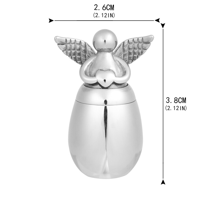 Aranyos angyalszárny szív emlékmű, rozsdamentes acél hamvasztásos urnák az emberi kisállat hamvaihoz gravírozhatók Emlékhamutartó