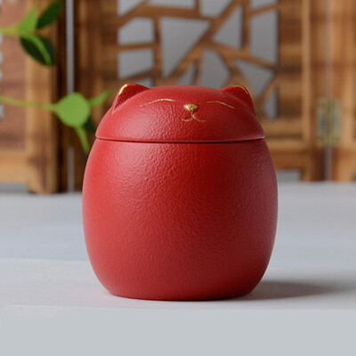 Urnă de 170 ml pentru cenușă de animale de companie Urne de incinerare memoriale în formă de pisică-urne decorative negre lucrate manual pentru urnă funerară pentru pisici Urnă pentru câini