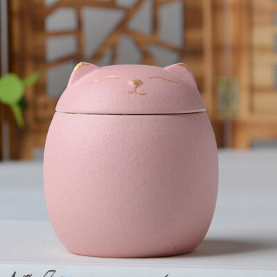 Urnă de 170 ml pentru cenușă de animale de companie Urne de incinerare memoriale în formă de pisică-urne decorative negre lucrate manual pentru urnă funerară pentru pisici Urnă pentru câini