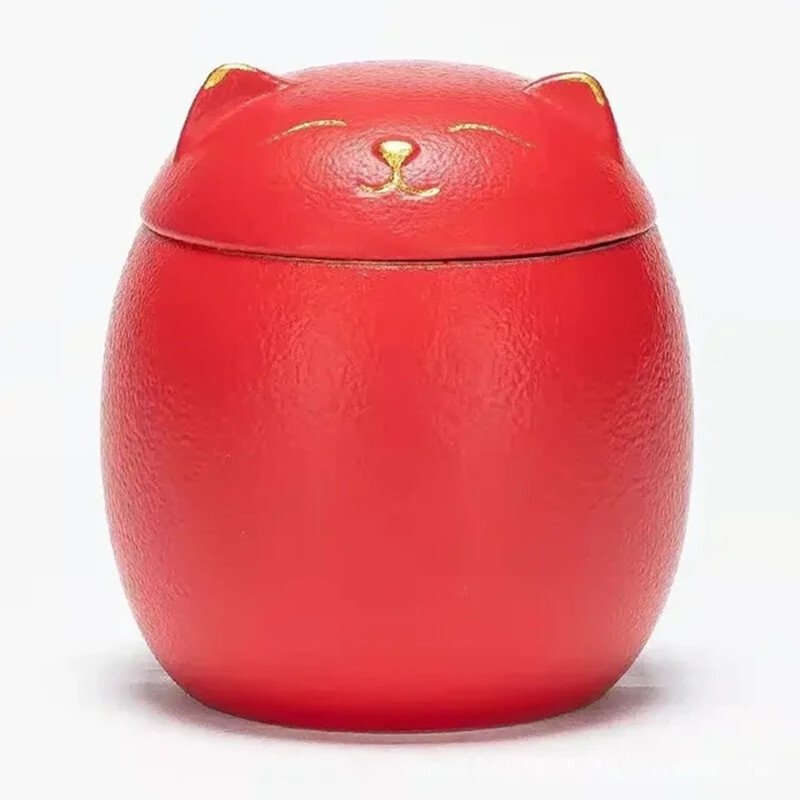 Urnă de 170 ml pentru cenușă de animale de companie Urne de incinerare memoriale în formă de pisică-urne decorative negre lucrate manual pentru urnă funerară pentru pisici Urnă pentru câini