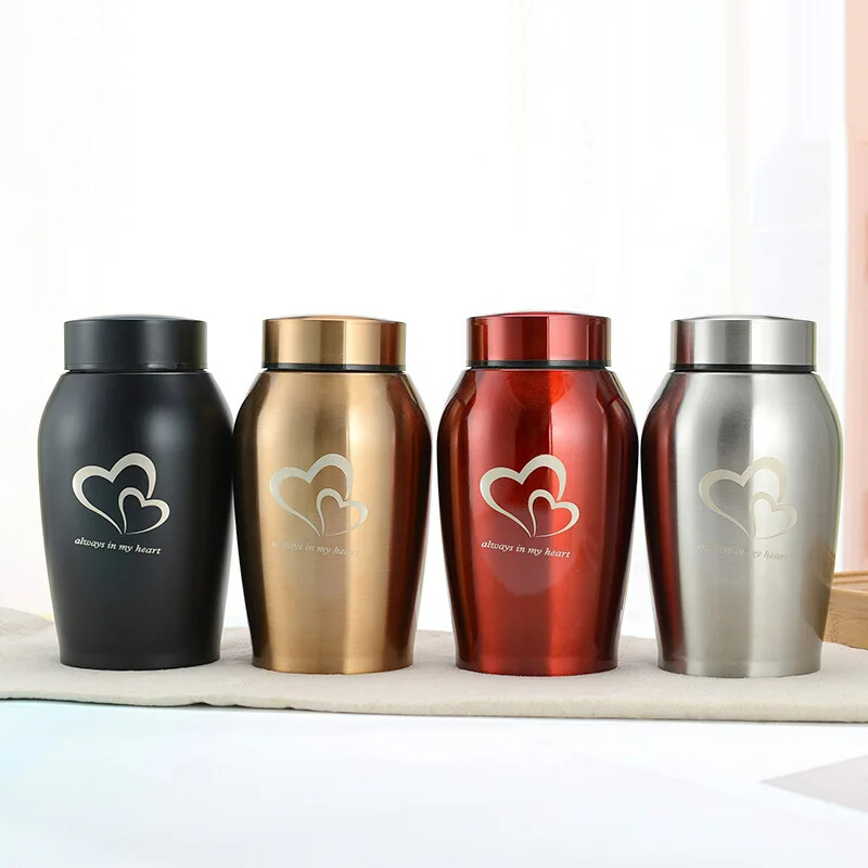 Urne multicolore din oțel inoxidabil pentru animale de companie, câine, pisică, pasăre, șoarece, cenușă de incinerare, urnă sigilată, consumabile funerare pentru câini, borcan de suvenir pentru animale de companie