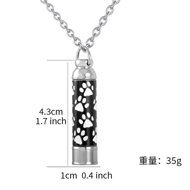Kremācijas rotaslietas urnas kaklarota pelniem mājdzīvniekam, ķepu nospiedums piemiņas medaljoni pelnu rotaslietas, cilindrisks piemiņas kulons
