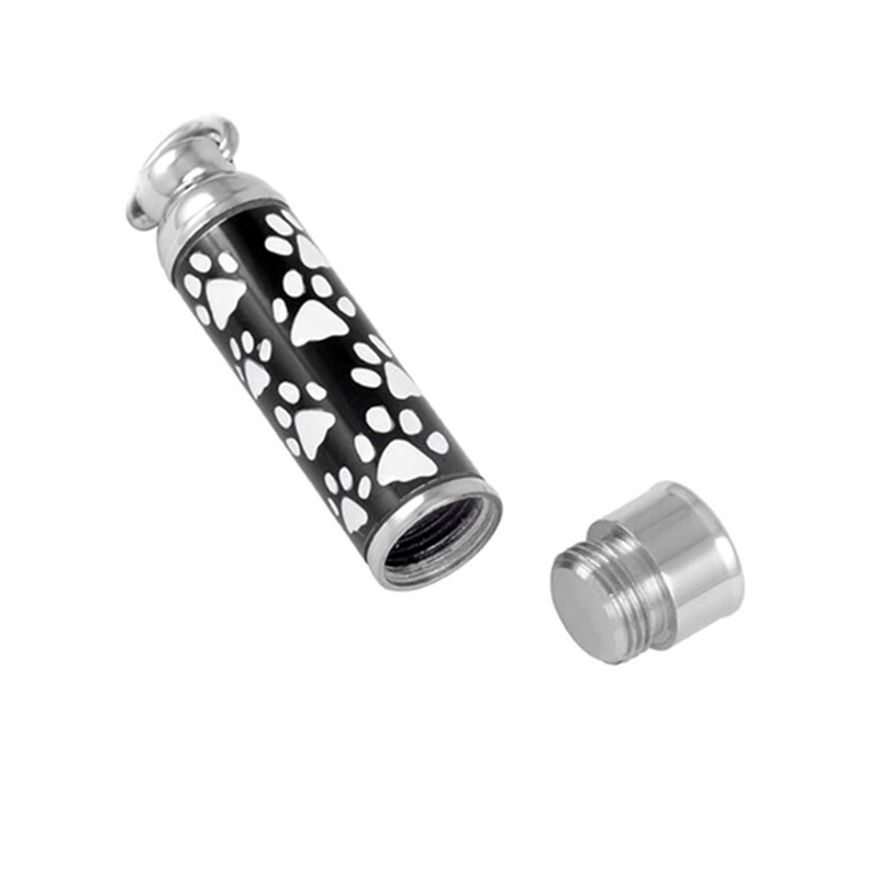 Kremācijas rotaslietas urnas kaklarota pelniem mājdzīvniekam, ķepu nospiedums piemiņas medaljoni pelnu rotaslietas, cilindrisks piemiņas kulons