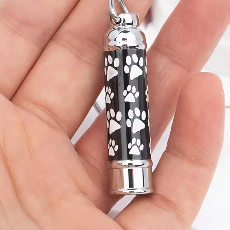 Kremācijas rotaslietas urnas kaklarota pelniem mājdzīvniekam, ķepu nospiedums piemiņas medaljoni pelnu rotaslietas, cilindrisks piemiņas kulons