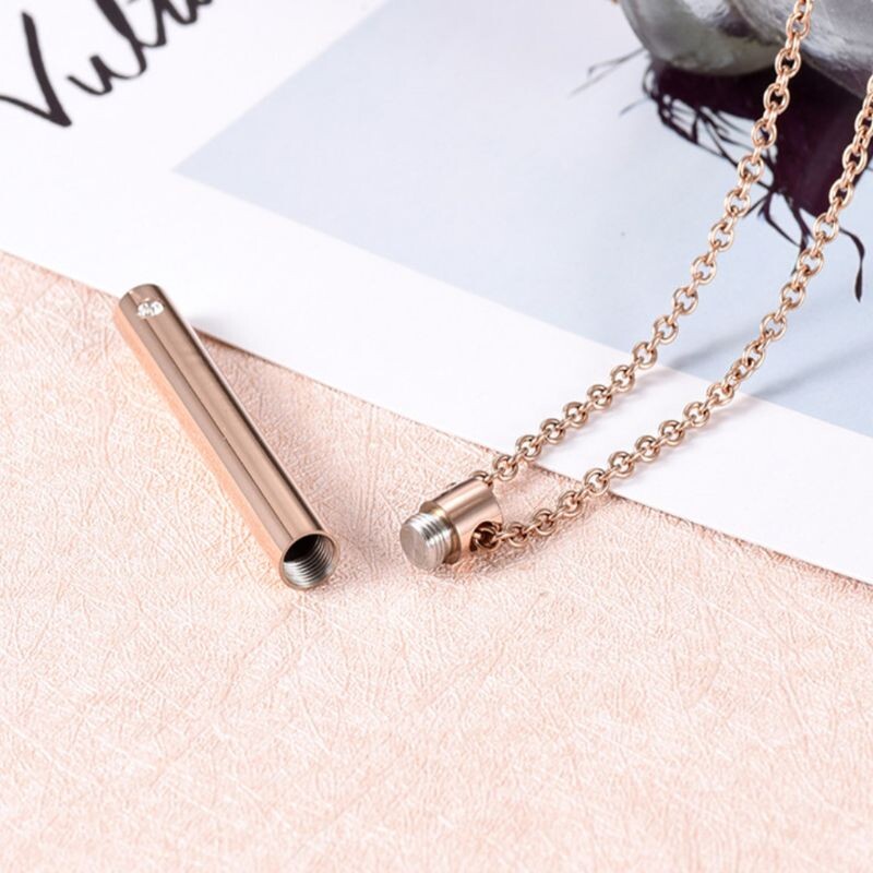 Cilindra mājdzīvnieku kremācijas urnas kaklarota nerūsējošā tērauda pelnu piemiņas konteinera turētājs rotaslietas piemiņas piemiņas piemiņas kulons