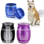 Urnă mică de amintire de 1,57 inci pentru pisici și câini Cenușă Aripi de înger Mini Urnă Din aliaj de aluminiu Suport pentru cenuşă Motiv de flori