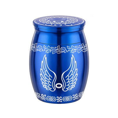 Urnă mică de amintire de 1,57 inci pentru pisici și câini Cenușă Aripi de înger Mini Urnă Din aliaj de aluminiu Suport pentru cenuşă Motiv de flori