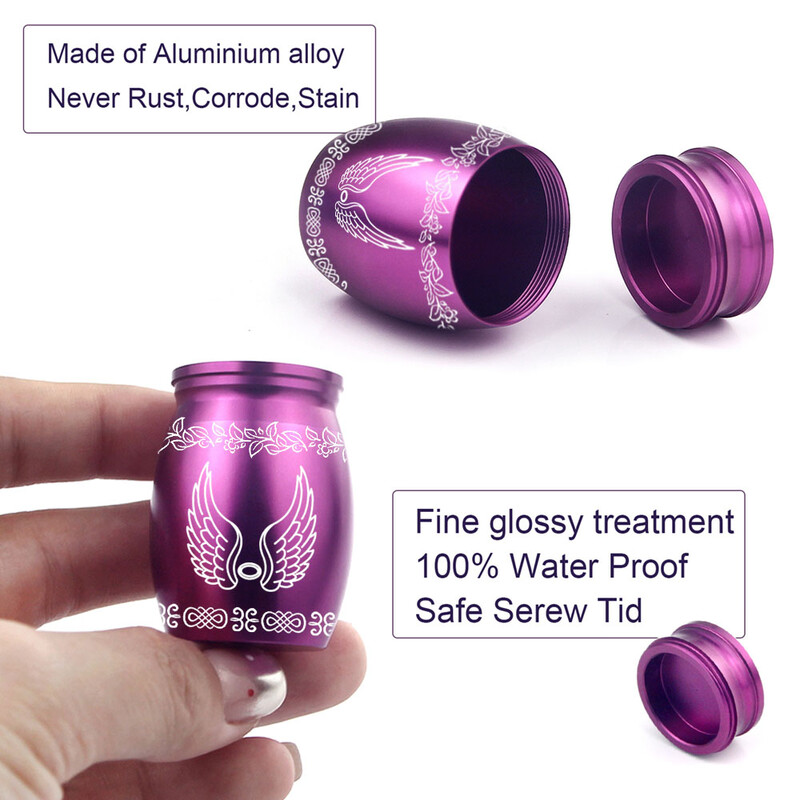 Urnă mică de amintire de 1,57 inci pentru pisici și câini Cenușă Aripi de înger Mini Urnă Din aliaj de aluminiu Suport pentru cenuşă Motiv de flori