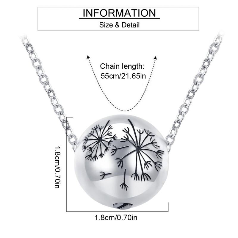 Urnos karoliai moterims pelenų kiaulpienių kremavimo karoliai žmonių ir naminių gyvūnų pelenams – atminimo papuošalai, skirti artimųjų pelenams