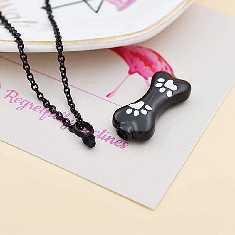 Mancsnyomat kisállat urna nyaklánc Kreatív kisállat hamvasztásos ékszerek hamu számára Mancs nyomatok Hamvasztásos urna ékszerek rozsdamentes acél emlékmű