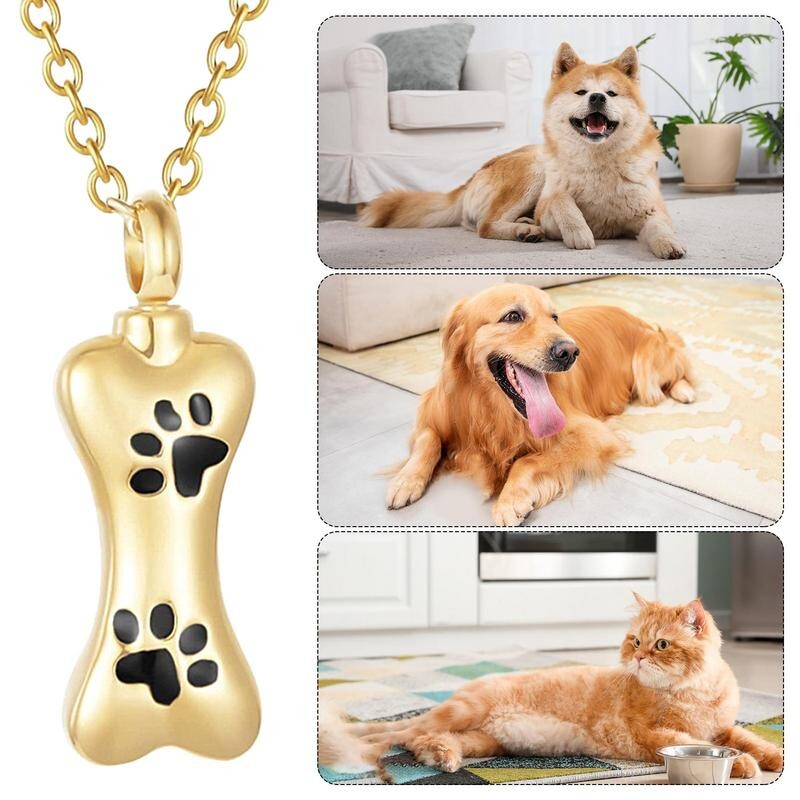 Mancsnyomat kisállat urna nyaklánc Kreatív kisállat hamvasztásos ékszerek hamu számára Mancs nyomatok Hamvasztásos urna ékszerek rozsdamentes acél emlékmű