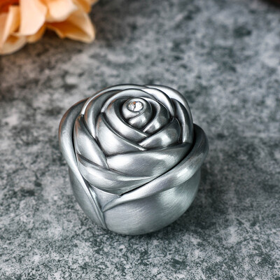 Urnă metalică cu trandafiri pentru memorial pentru animale de companie, suport pentru cenușă pentru incinerare din aliaj de zinc, animale mici, șoareci, iepuri, pești, sicriu funerar