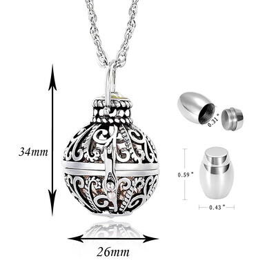 Bijuterii pentru incinerare colier cu urne rotunde din argint cenuşă pandantiv colier lanternă oţel inoxidabil Colier pentru incinerare memorial uman/animal de companie