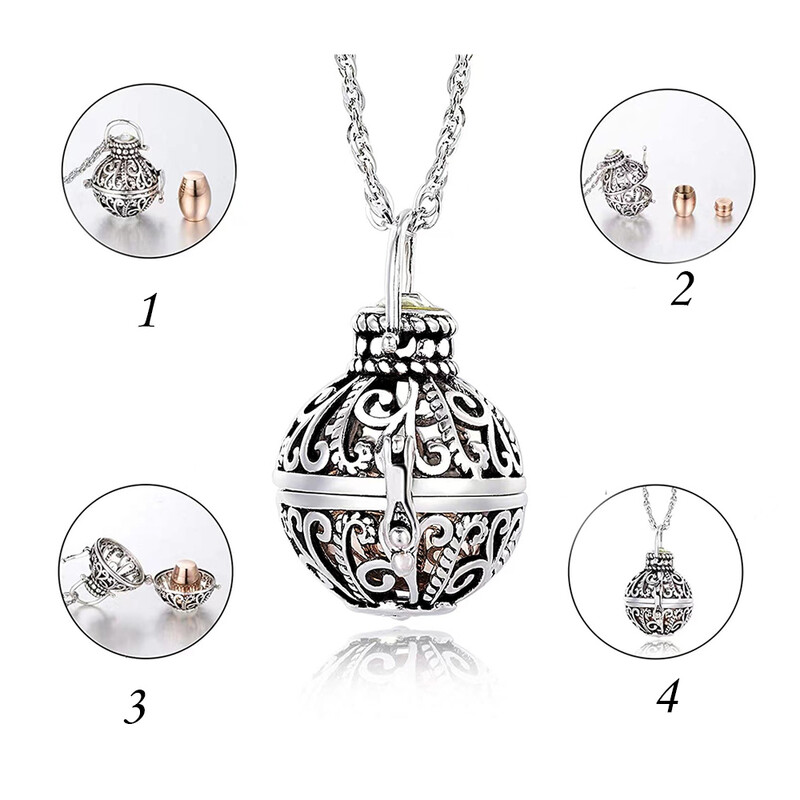 Bijuterii pentru incinerare colier cu urne rotunde din argint cenuşă pandantiv colier lanternă oţel inoxidabil Colier pentru incinerare memorial uman/animal de companie