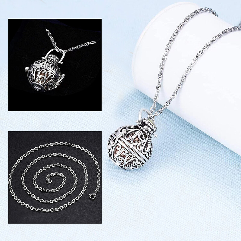 Bijuterii pentru incinerare colier cu urne rotunde din argint cenuşă pandantiv colier lanternă oţel inoxidabil Colier pentru incinerare memorial uman/animal de companie