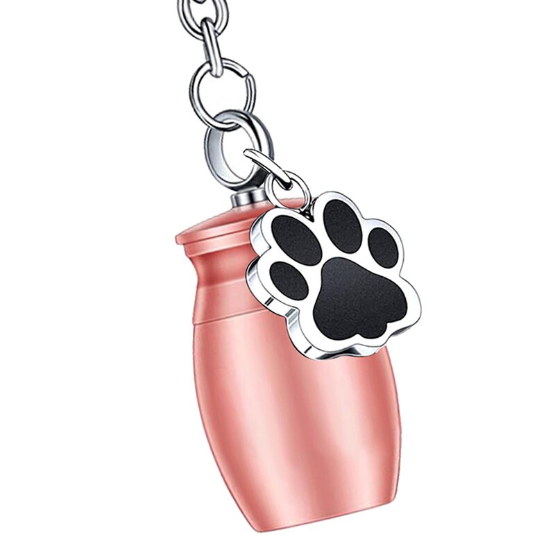 Urna kulcstartó emlékurna mancs medállal, emléktárgy kisállat hamvasztásos urna tartály