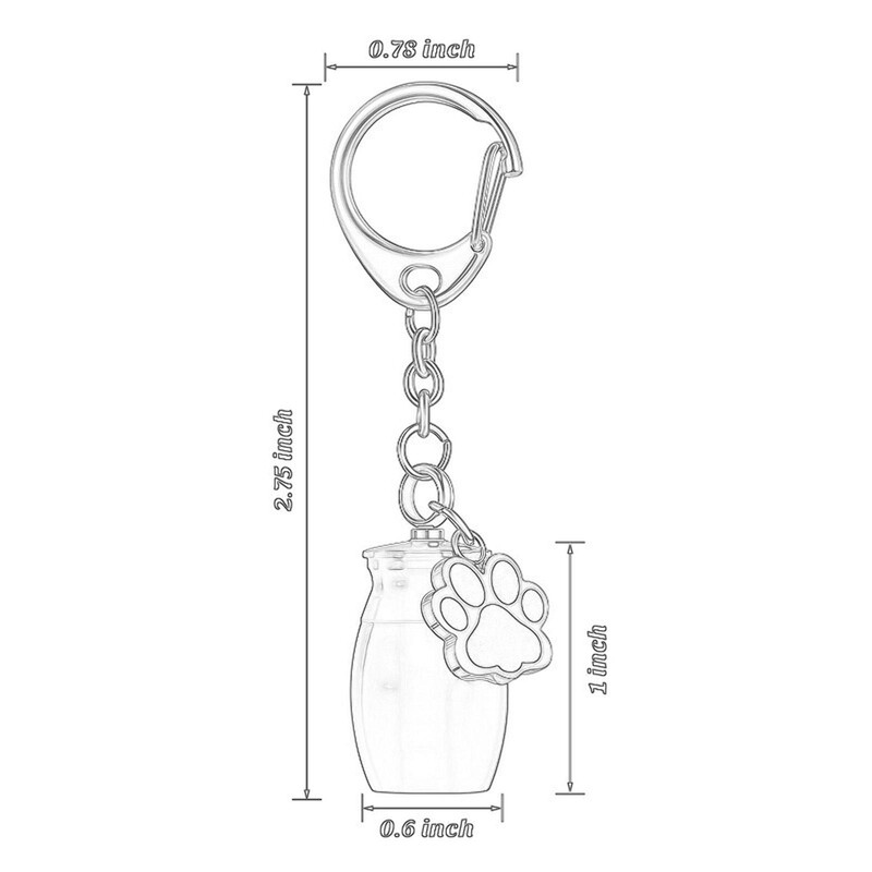 Urna kulcstartó emlékurna mancs medállal, emléktárgy kisállat hamvasztásos urna tartály