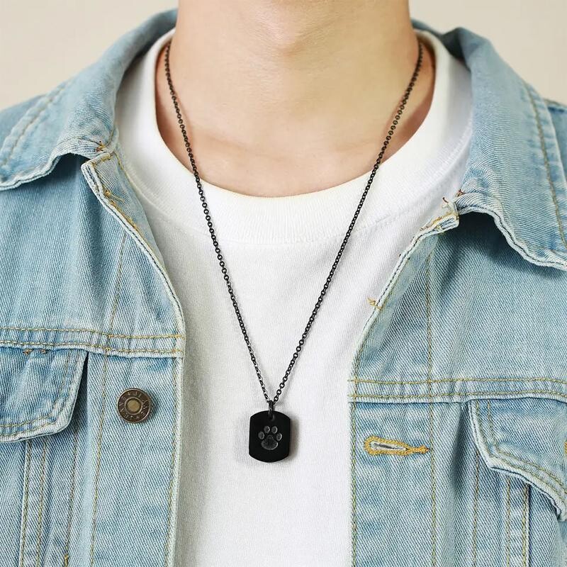 Kremācijas rotaslietas Ķepu apdrukas urnas kaklarota pelniem sievietēm vīriešiem piemiņas kaķa suņa pelnu kulons kvadrātveida piekares piekariņš