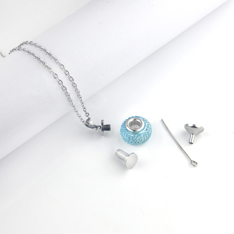 Bijuterii pentru incinerare Colier cu urnă pentru cenușă Cercul albastru al vieții din oțel inoxidabil Urnă de amintire pentru eternitate pandantiv pentru cenușă