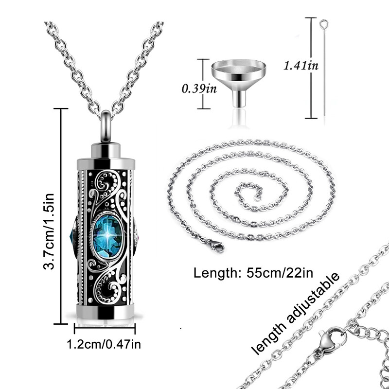 Kristāla kremācijas urnas kaklarota pelniem Piemiņas Kremācijas rotaslietas cilvēku pelniem Nerūsējošā tērauda piemiņas kulons ar ziedu