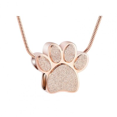 Otisak šape Ogrlica od urne kućnog ljubimca za kremiranje pepela Keepsake Mini privjesak od urne s ugraviranim spomenikom od pepela Nakit od pepela za mačke, pse, dlake od pepela, nokte