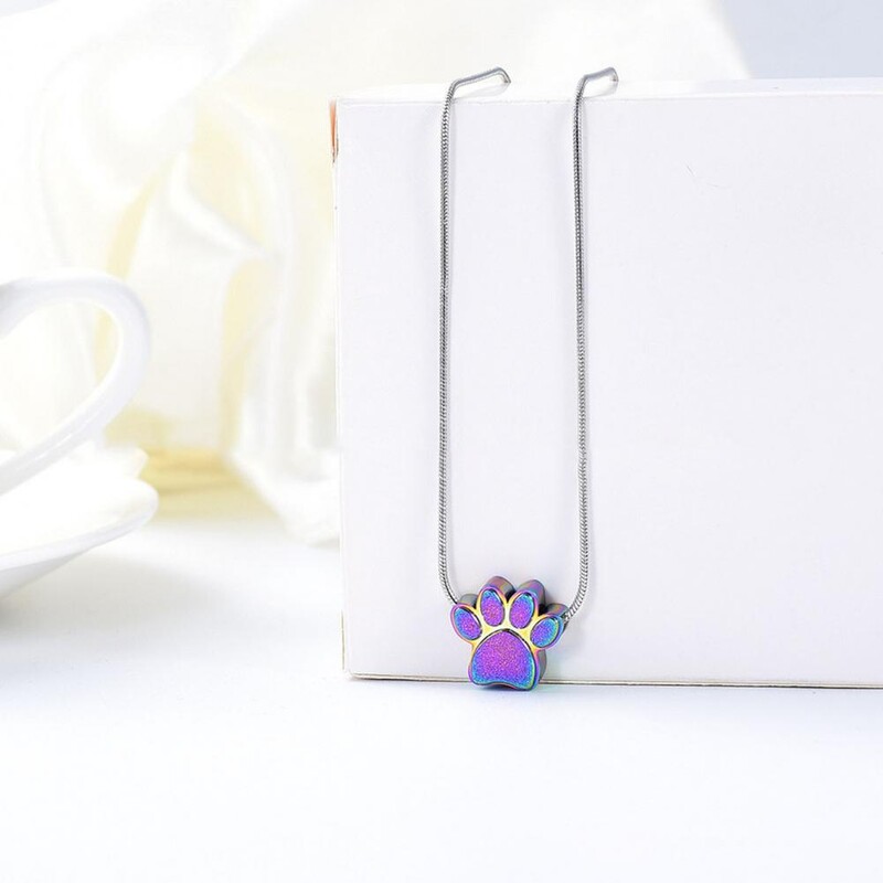 Otisak šape Ogrlica od urne kućnog ljubimca za kremiranje pepela Keepsake Mini privjesak od urne s ugraviranim spomenikom od pepela Nakit od pepela za mačke, pse, dlake od pepela, nokte