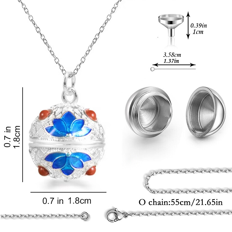 Bijuterii pentru incinerare Colier cu urne pentru cenușă Colier cu pandantiv cu medalion comemorativ în urne cu flori de epocă, suvenir pentru femei
