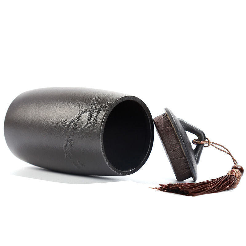 Suport din ceramică pentru cenușă funerară, urnă pentru incinerare umană, suport pentru cenușă pentru animale de companie, suvenir, sicriu pentru urne, alb și negru