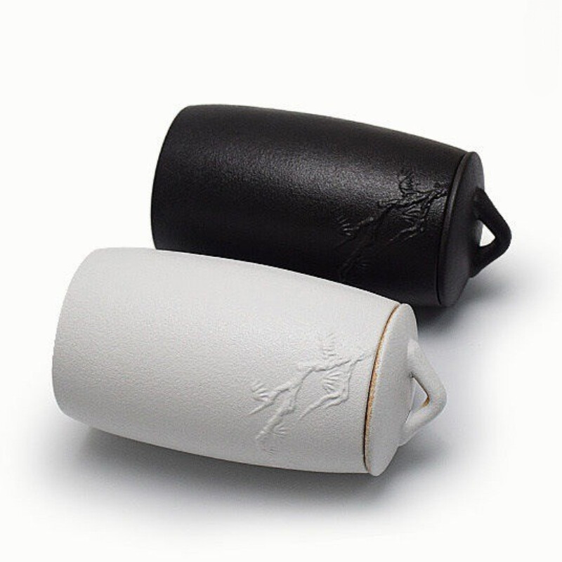 Suport din ceramică pentru cenușă funerară, urnă pentru incinerare umană, suport pentru cenușă pentru animale de companie, suvenir, sicriu pentru urne, alb și negru