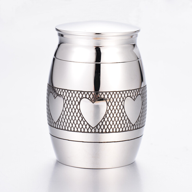 Rozsdamentes acél emlékurnák emberi hamuhoz, többféle színben, kis hamvasztási urnák kiválasztásához emberi hamvak vagy háziállatok hamvai számára