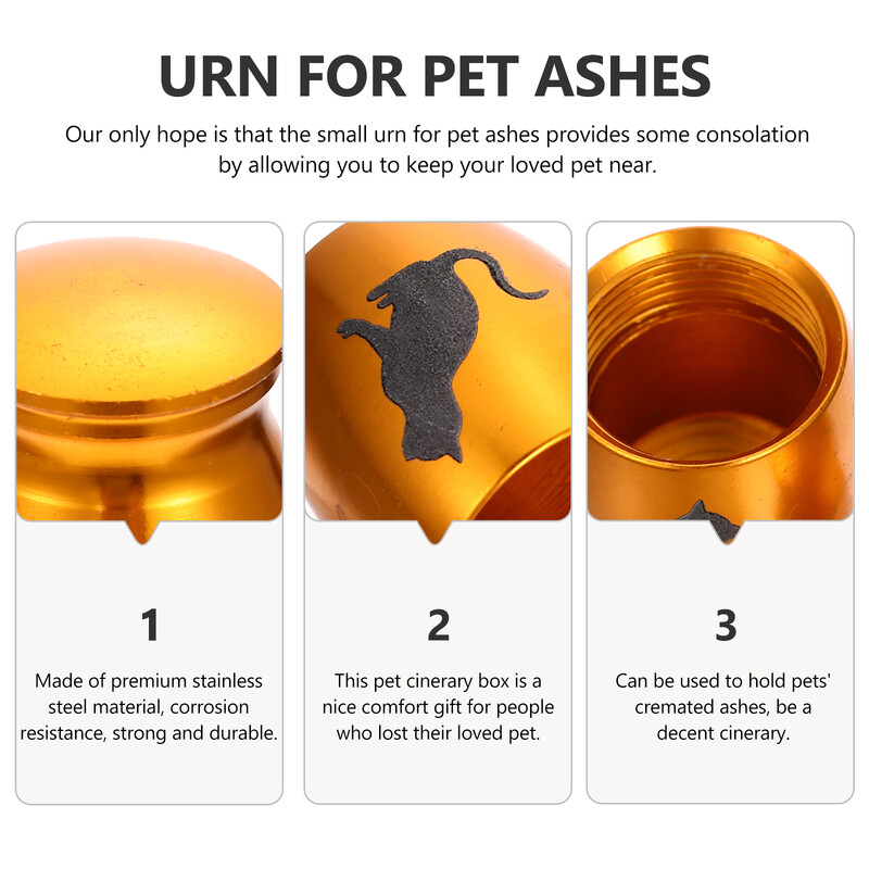 Urnă de incinerare memorială pentru pisici Urnă din oțel inoxidabil pentru animale de companie Cutie de cenușă pentru animale de companie urne pentru animale de companie Memorială pietre de grădină