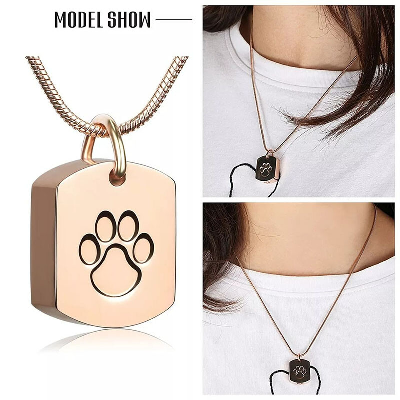 Kisállat urna nyaklánc hamu számára, macska fém medál, urna háziállatok számára, temetés, mini hamuhamvasztás, emlékkő kutya emlékére