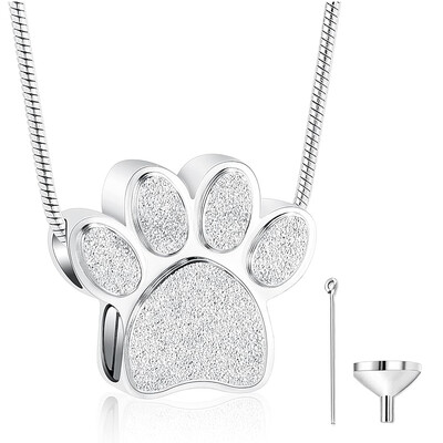 Mancsnyomat urna nyaklánc hamuknak rozsdamentes acél hamvasztásos ékszer Emléktárgy kisállat hamu nyaklánc Emlékajándékok férfi nőknek