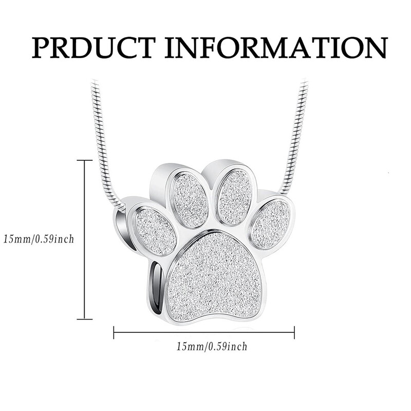Mancsnyomat urna nyaklánc hamuknak rozsdamentes acél hamvasztásos ékszer Emléktárgy kisállat hamu nyaklánc Emlékajándékok férfi nőknek