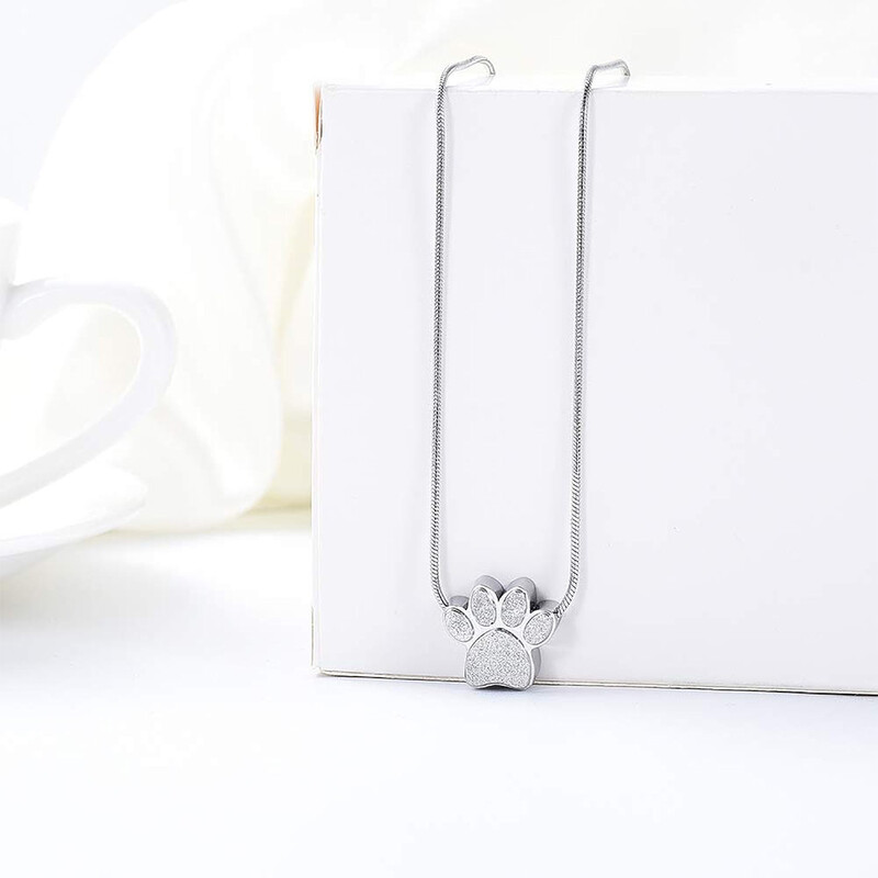 Mancsnyomat urna nyaklánc hamuknak rozsdamentes acél hamvasztásos ékszer Emléktárgy kisállat hamu nyaklánc Emlékajándékok férfi nőknek