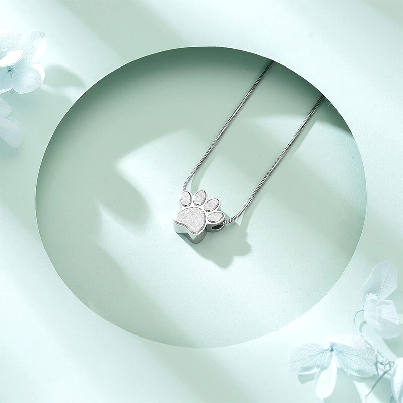 Mancsnyomat urna nyaklánc hamuknak rozsdamentes acél hamvasztásos ékszer Emléktárgy kisállat hamu nyaklánc Emlékajándékok férfi nőknek