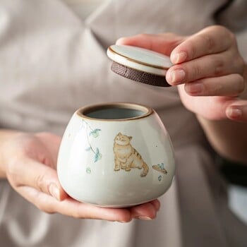 Urn for Cat Ashes-Cat Shape Memorial Urns-Χειροποίητα μαύρα διακοσμητικά δοχεία για κηδεία，Κάρτα γάτας, μνημείο γάτας