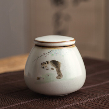 Urn for Cat Ashes-Cat Shape Memorial Urns-Χειροποίητα μαύρα διακοσμητικά δοχεία για κηδεία，Κάρτα γάτας, μνημείο γάτας