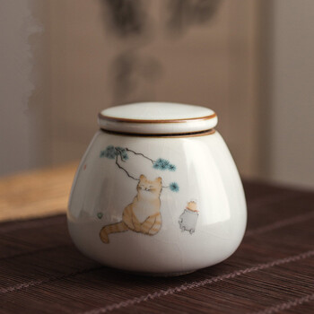 Urn for Cat Ashes-Cat Shape Memorial Urns-Χειροποίητα μαύρα διακοσμητικά δοχεία για κηδεία，Κάρτα γάτας, μνημείο γάτας